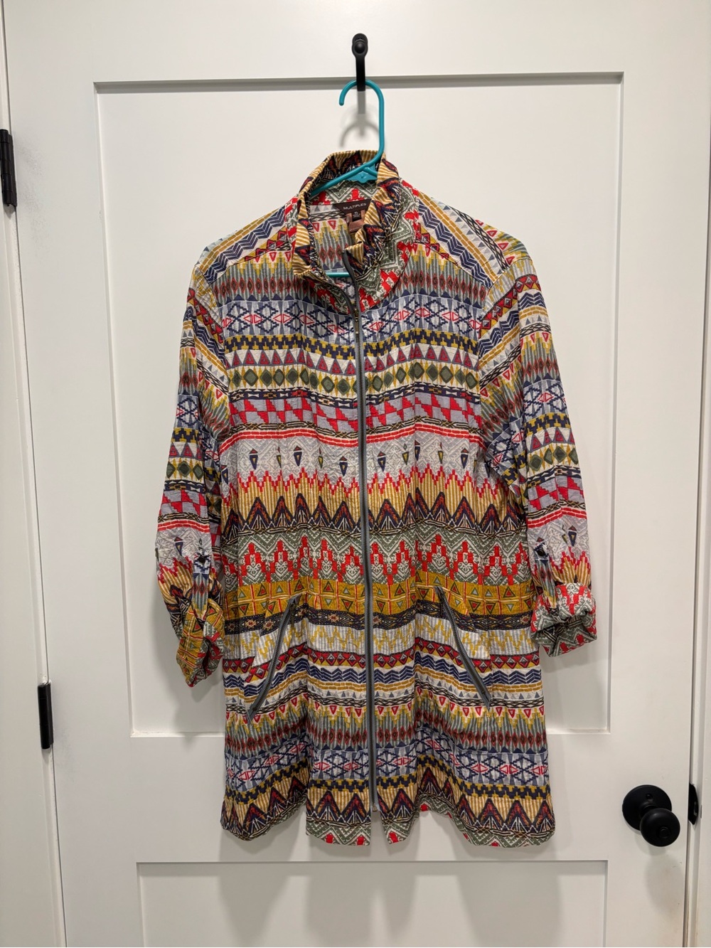 Multicolor Patterned Zip-Front Women's Jacket